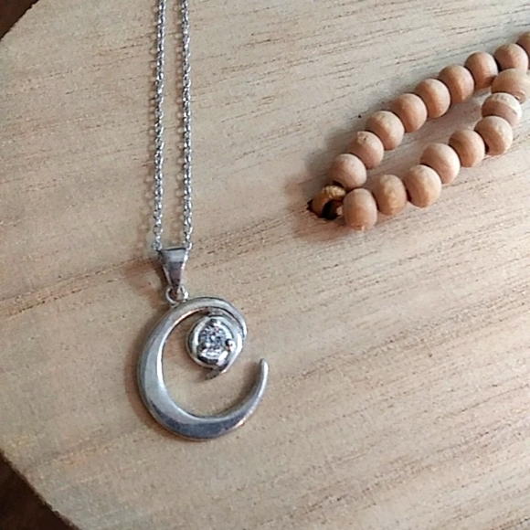 925 Sterling Silver Necklace With Letter C Pendant - Picture 8 of 17